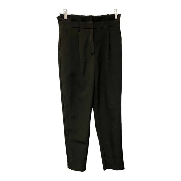 Lulu's Small Without Confidence Black Paperbag High Rise Cropped Pants - Picture 2 of 7